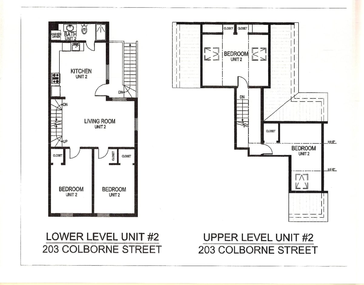 Unit 2 floor plan, 4 bedroom, 1 bathroom, 203 Colborne Street Kingston