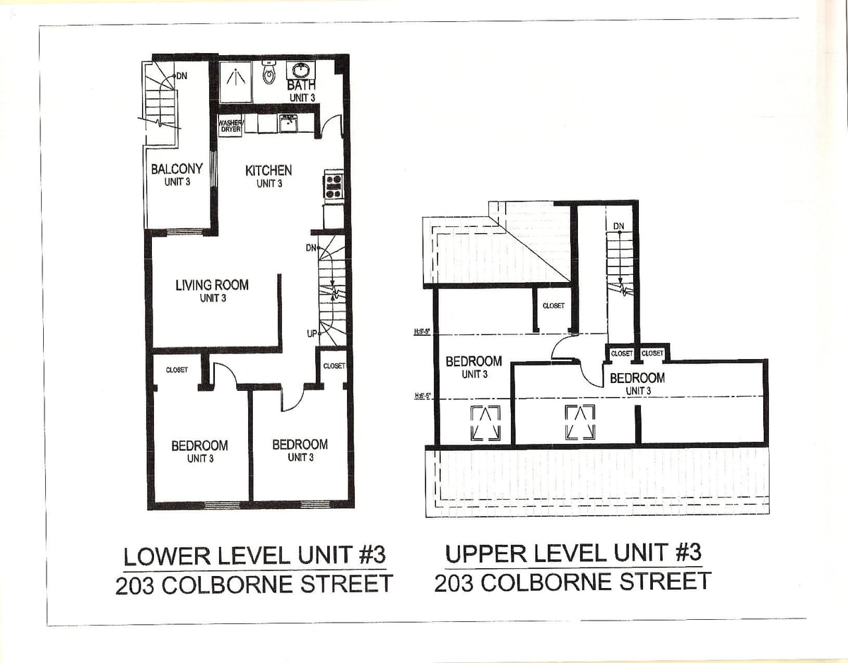 Unit 3 floor plan, 4 bedroom, 1 bathroom, 203 Colborne Street Kingston