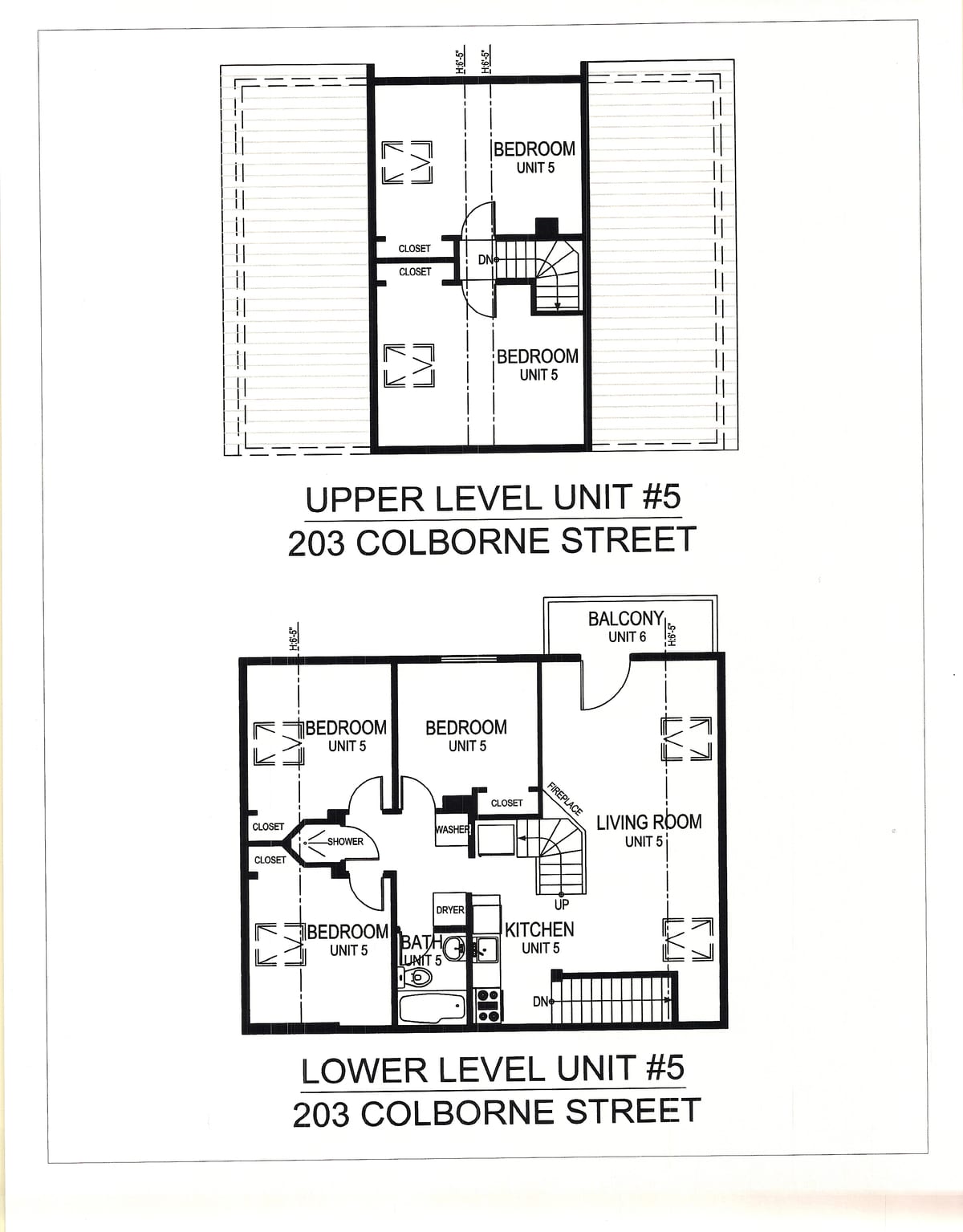 Unit 5 floor plan, 5 bedroom, 1 bathroom, 203 Colborne Street Kingston