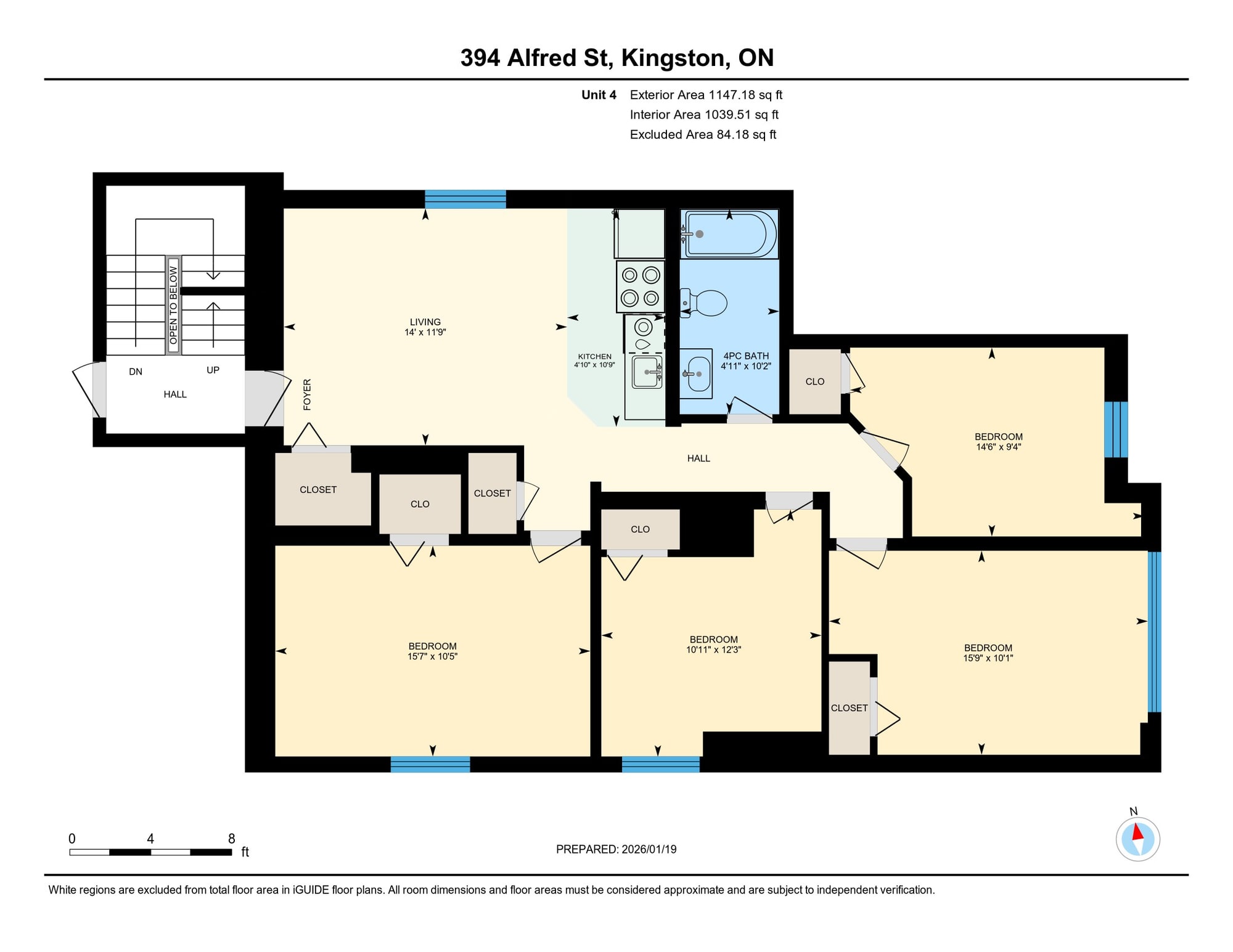 4 Bedroom (Unit 4) floor plan, 4 bed, 1 bathroom, 394 Alfred Street Kingston