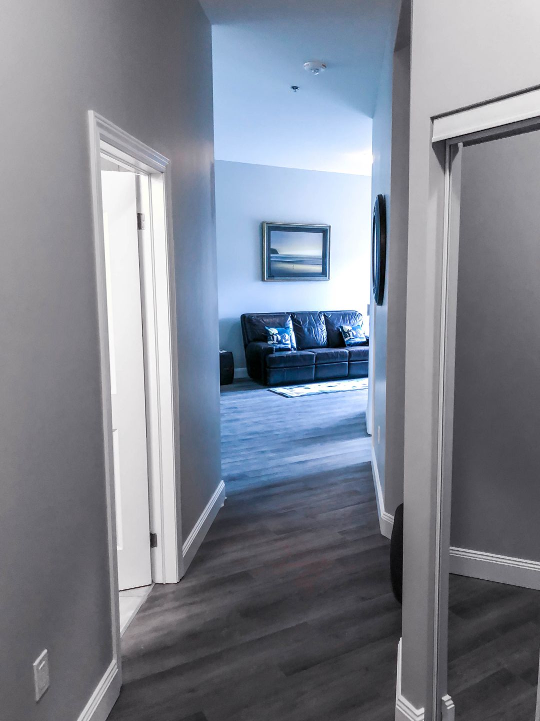 Hallway looking through to the living room of the 630 Princess model suite