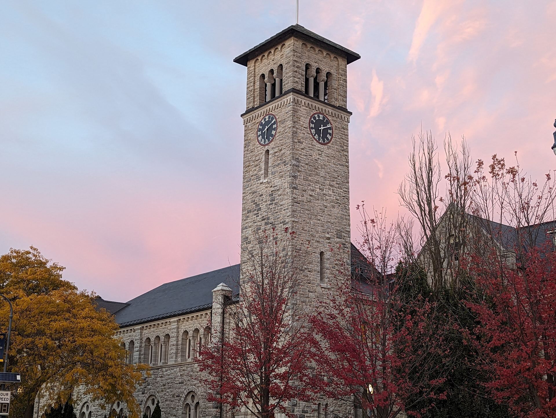 Grant Hall clock tower at Queen's University, Kingston